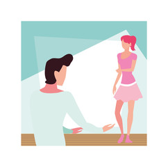 couple of people faceless standing