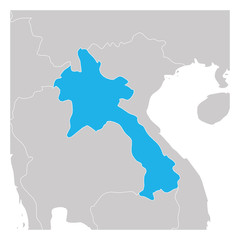 Map of Laos green highlighted with neighbor countries