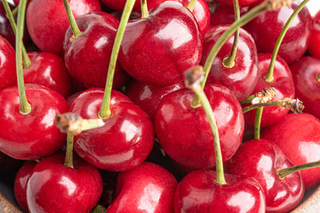 Macro Shot Of Fresh Cherries In Bowl