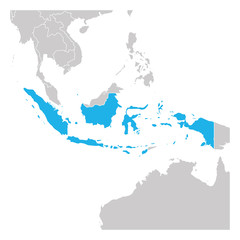 Map of Indonesia green highlighted with neighbor countries