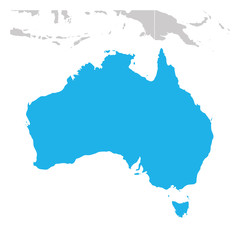 Map of Australia green highlighted with neighbor countries