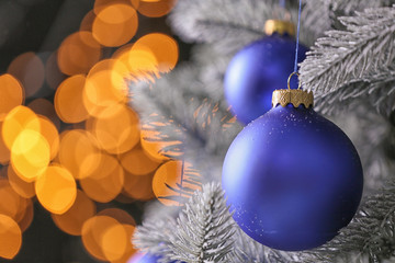 Beautiful decorated Christmas tree, closeup