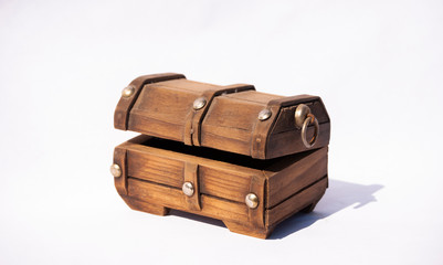 old open chest isolated on white background