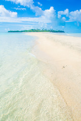 Small island and tropical blue ocean, long beach, Kayangel state, Palau, Pacific