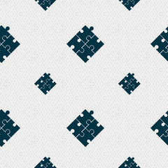 Puzzle piece icon sign. Seamless pattern with geometric texture. 