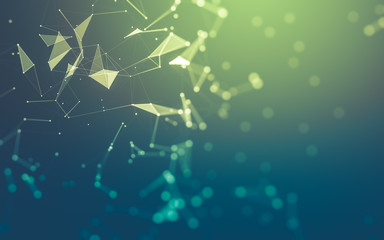 Abstract background. Molecules technology with polygonal shapes, connecting dots and lines....