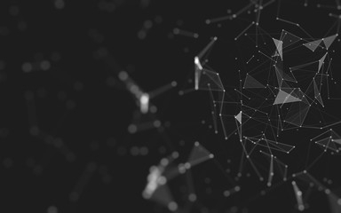 Abstract background. Molecules technology with polygonal shapes, connecting dots and lines. Connection structure. Big data visualization.