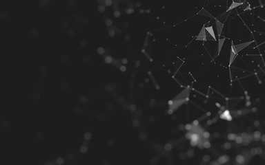 Fototapeta premium Abstract background. Molecules technology with polygonal shapes, connecting dots and lines. Connection structure. Big data visualization.