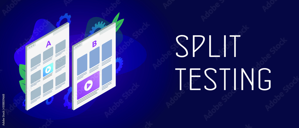 Poster split test, a-b comparison - online experiment comparing a and b web pages with different placement 
