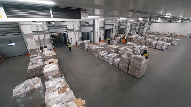 people work in a logistics center