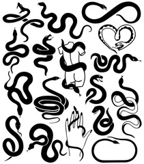 Set of Snake Silhouettes