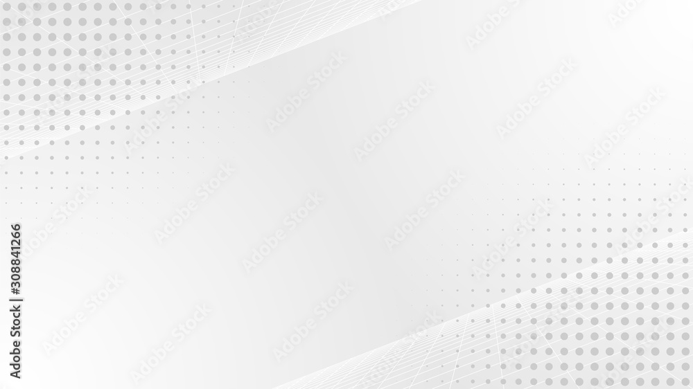 Poster abstract gray white background. inclined white grids on gradient backdrop. halftone pattern on strai