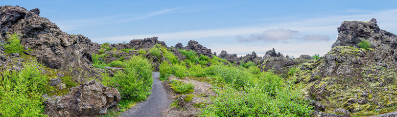 Picture of walks trough the great lava field in the south of Hverfjall volcano