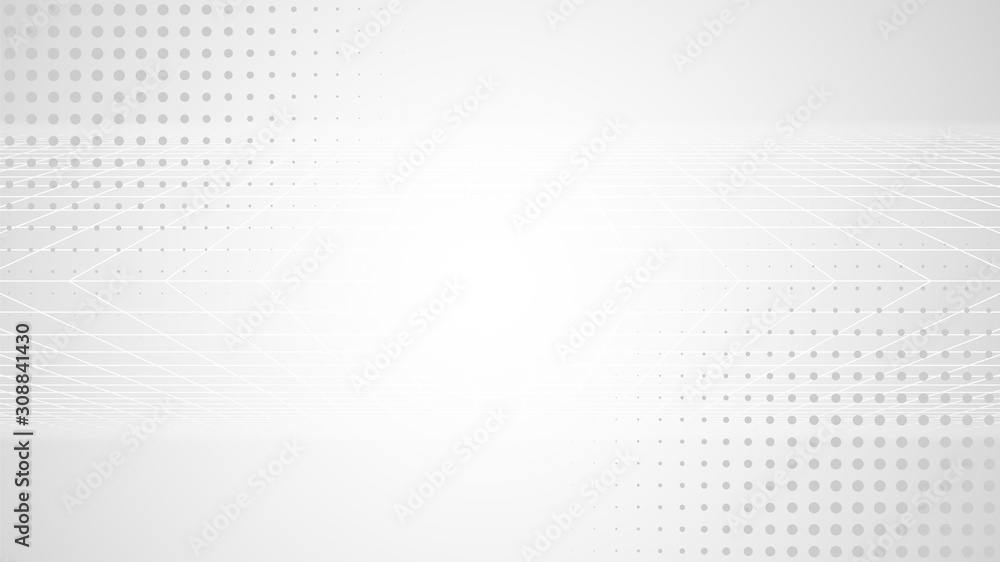Poster abstract gray white background. white grid on gradient backdrop. halftone pattern on straight lines.
