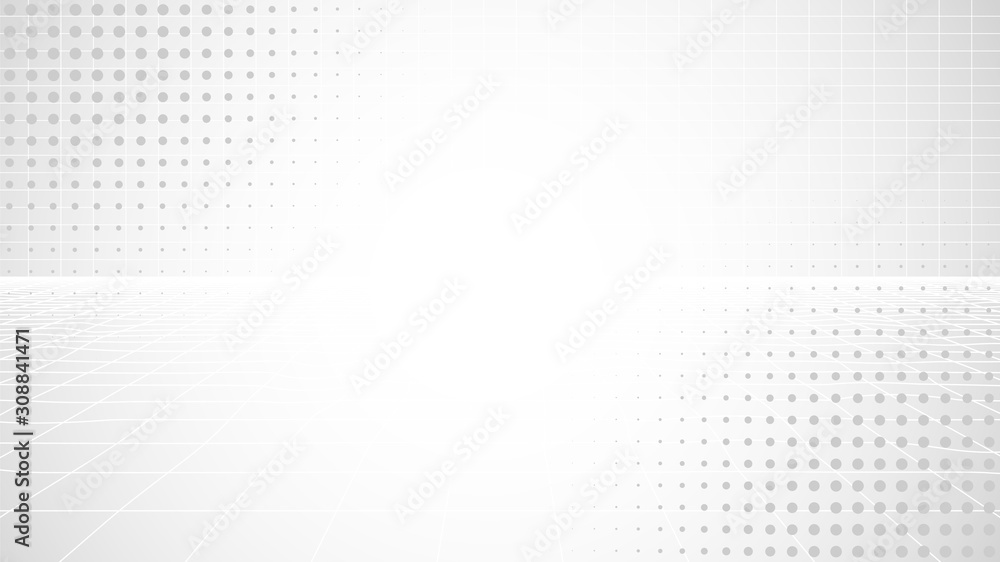 Poster abstract gray white background. white grid on gradient backdrop. halftone pattern on straight lines.