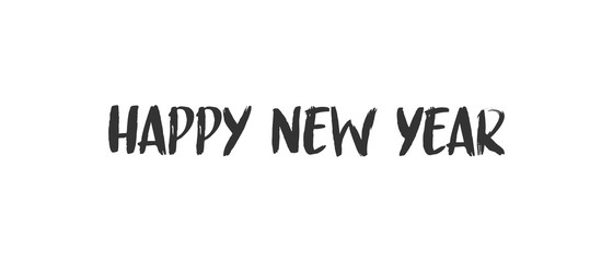 Happy new year text sign. Typographic design for greeting card.