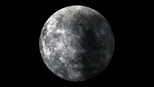 Flying over the surface of the planet Mercury, computer generated. 3d rendering of realistic cosmic background. Elements of this image are presented by NASA