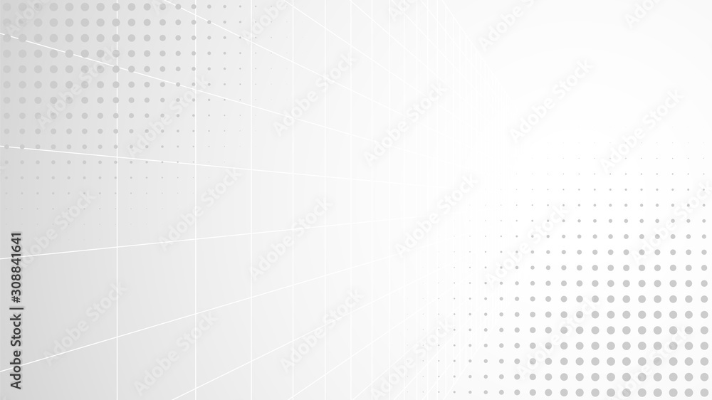 Poster abstract gray white background. white grid on gradient backdrop. halftone pattern on straight lines.