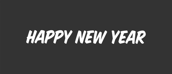 Happy new year text sign. Typographic design for greeting card.