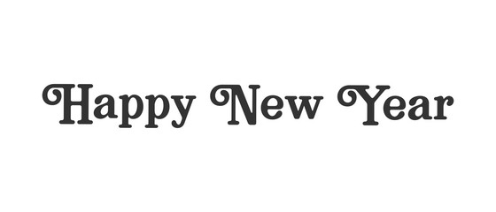 Happy new year text sign. Typographic design for greeting card.