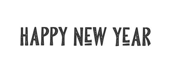 Happy new year text sign. Typographic design for greeting card.