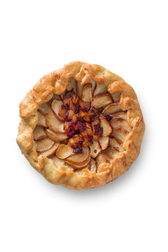 Traditional English Homemade Pie With Apples On A White Background. View From Above