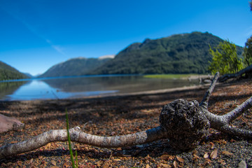Obraz premium landscape with lake and mountains