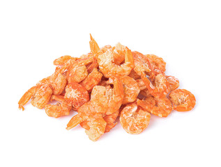 dried shrimp isolated on a white background.