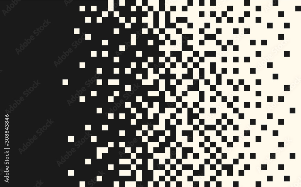 Fototapete pixel random horizontal mosaic, repeat, seamless pattern. indent, space for text. vector design elem