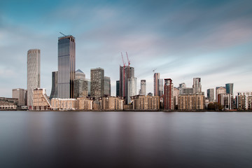 Skyline of Canary Wharf District, the Financial District in London, With New Skyscrapers Rising