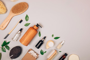 Zero waste self-care products. Flat lay style.