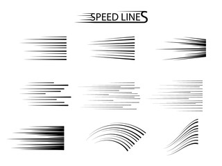 Speed Line Set. Vector design elements isolated on light background. - obrazy, fototapety, plakaty