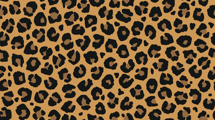 Naadloos luipaardbontpatroon. Modieuze wilde luipaard print achtergrond. Moderne panter dierlijke stof textiel print design. Stijlvolle vectorillustratie in kleur.