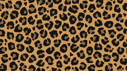 Behang Dierenhuid Naadloos luipaardbontpatroon. Modieuze wilde luipaard print achtergrond. Moderne panter dierlijke stof textiel print design. Stijlvolle vectorillustratie in kleur.