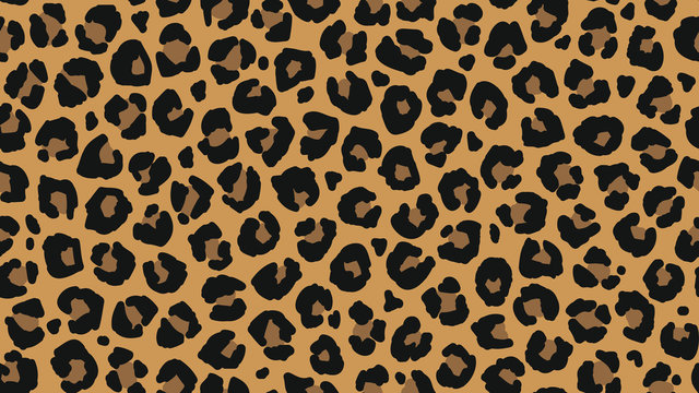 Seamless leopard fur pattern. Fashionable wild leopard print background. Modern panther animal fabric textile print design. Stylish vector color illustration.