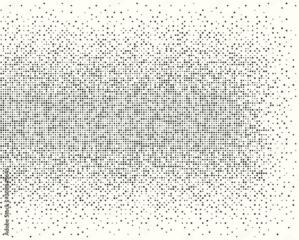 Poster pixel mosaic explosion. effect, dissolution, monochrome fine particles, squares. vector element isol
