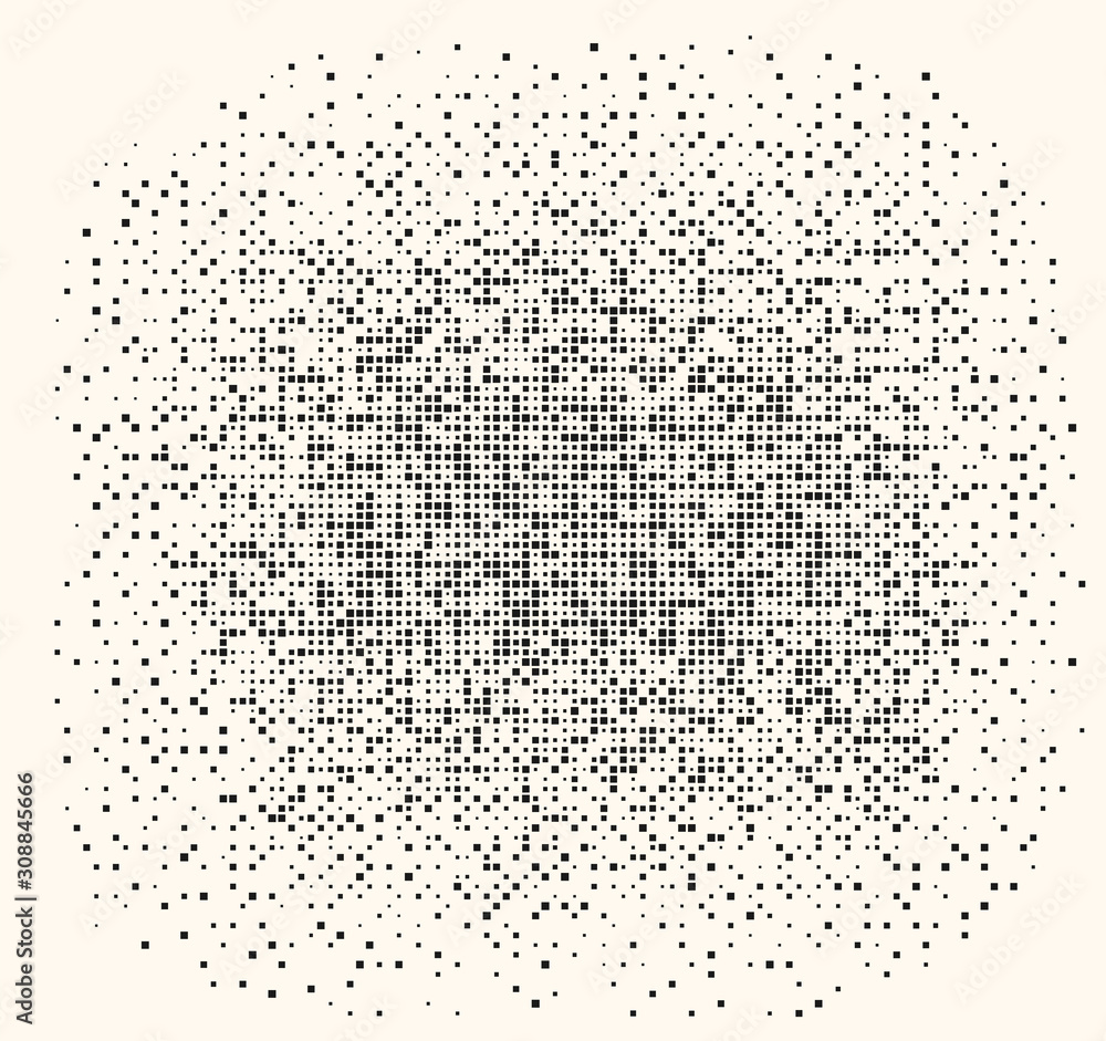 Aufkleber pixel mosaic explosion. effect, dissolution, monochrome fine particles, squares. vector element isol