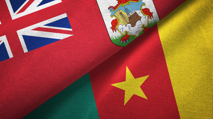 Bermuda and Cameroon two flags textile cloth, fabric texture