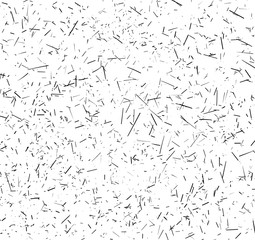 Small monochrome particles debris, dust, grunge. Vector illustration isolated light background.