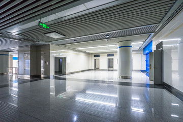 interior of modern public station corridor