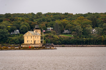 Fototapeta na wymiar Rondout Lighthouse Beacon Station Hudson River Kingston Point New York