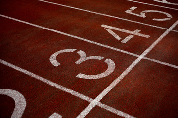 Standing at the starting point of the sports track