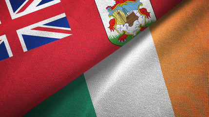 Bermuda and Ireland two flags textile cloth, fabric texture