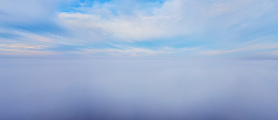 Skies above the fog. Bird eye view