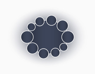 Mood Board templates rounded shape, photo collage frames for photo montage with shadow. Vector object on isolated light background.