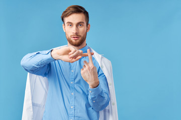 young man with thumbs up gesture