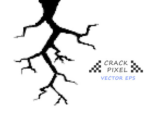 Crack. Abstract pixel design element. Vector object isolated on a light background.
