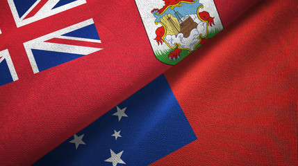 Bermuda and Samoa two flags textile cloth, fabric texture