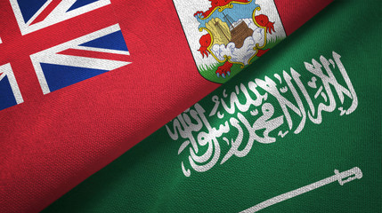 Bermuda and Saudi Arabia flags textile cloth