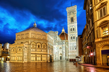 Santa Maria del Fiore cathedral in Florence, Italy - obrazy, fototapety, plakaty